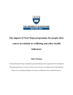 The impact of Next Steps programme for people after cancer in relation to wellbeing and other health indicators