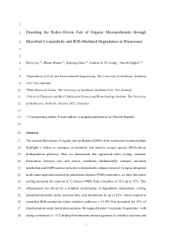 Decoding the Redox-Driven Fate of Organic Micropollutants through Microbial Co-metabolic and ROS-Mediated Degradation in Wastewater