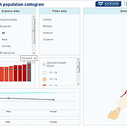 Population Cartogram for District Health Boards of New Zealand