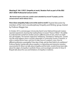 Empathy Group - Meeting 8 Notes, 1 Feb 2017: