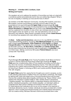 Empathy Group - Meeting 11 Notes, 3 October 2017