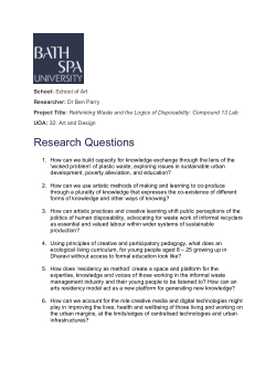 Rethinking Waste - Research Timeline and Research Questions