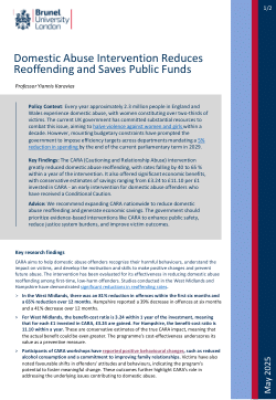 Domestic Abuse Intervention Reduces Reoffending and Saves Public Funds