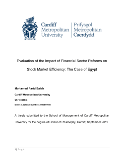 Evaluation of the Impact of Financial Sector Reforms on Stock Market Efficiency: The Case of Egypt