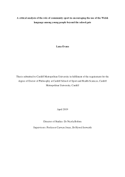A critical analysis of the role of community sport in encouraging the use of the Welsh language among young people beyond the school gate