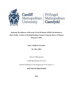 Exploring The Influence of Electronic Word-Of-Mouth (eWOM) On Intention to Share-Wallet: A Study of UK Retail Banking Customer Using the Theory of Planned Behaviour (TPB)