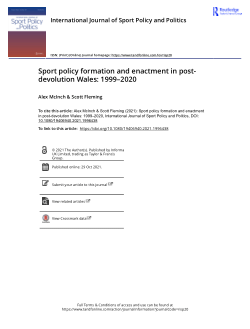 Sport policy formation and enactment in post-devolution Wales: 1999–2020