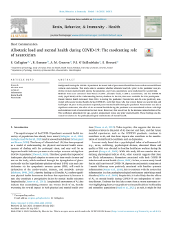 Allostatic load and mental health during COVID-19: The moderating role of neuroticism