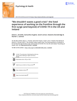 “We shouldn’t waste a good crisis”: the lived experience of working on the frontline through the first surge (and beyond) of COVID-19 in the UK and Ireland