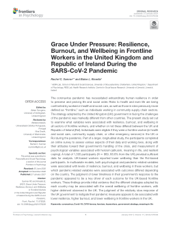 Grace Under Pressure: Resilience, Burnout, and Wellbeing in Frontline Workers in the United Kingdom and Republic of Ireland During the SARS-CoV-2 Pandemic