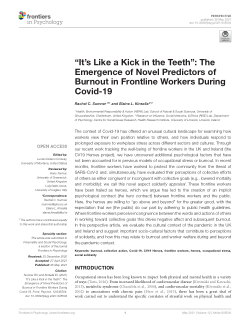 “It's Like a Kick in the Teeth”: The Emergence of Novel Predictors of Burnout in Frontline Workers During Covid-19