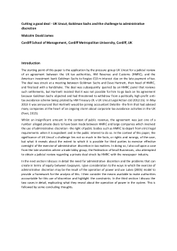 Cutting a good deal - UK Uncut, Goldman Sachs and the challenge to administrative discretion