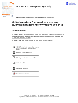 Multi-dimensional framework as a new way to study the management of Olympic volunteering