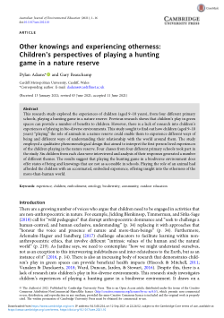 Other knowings and experiencing otherness: Children’s perspectives of playing a hunting game in a nature reserve