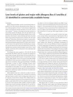Low levels of gluten and major milk allergens Bos d 5 and Bos d 11 identified in commercially available honey
