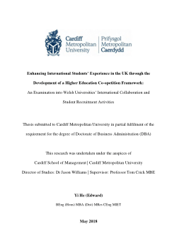 Enhancing International Students’ Experience in the UK through the Development of a Higher Education Co-opetition Framework: An Examination into Welsh Universities’ International Collaboration and Student Recruitment Activities