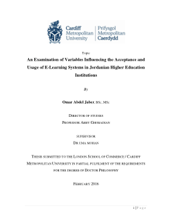 An examination of variables influencing the acceptance and usage of E-learning systems in Jordanian higher education institutions