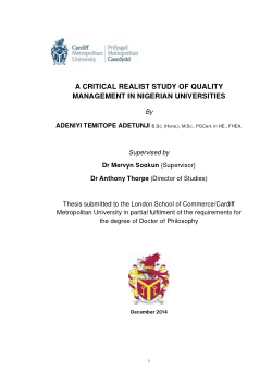 A critical realist study of quality management in Nigerian Universities