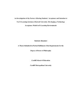 An investigation of the factors affecting students' acceptance and intention to use e-learning systems at Kuwait University: developing a technology acceptance model in e-learning environments
