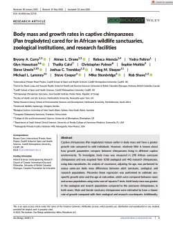 Body mass and growth rates in captive chimpanzees (Pan troglodytes ) cared for in African wildlife sanctuaries, zoological institutions, and research facilities