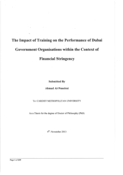 The impact of training on the performance of Dubai government organisations within the context of financial stringency