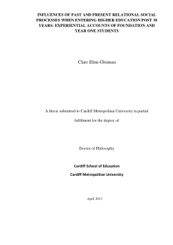 Influences of past and present relational social processed when entering higher education post 30 years: Experiential accounts of foundation and year one students