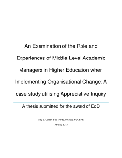 An examination of the role and experiences of middle level academic managers in higher education when implementing organisational change: A case study utilising appreciative inquiry