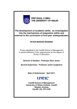 The development of academic skills: An investigation into the mechanisms of integration within and external to the curriculum of first-year undergraduates