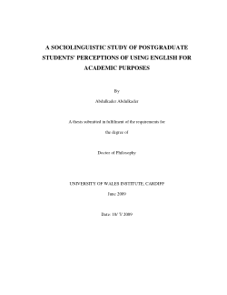 A sociolinguistic study of postgraduate students' perceptions of using English for academic purposes