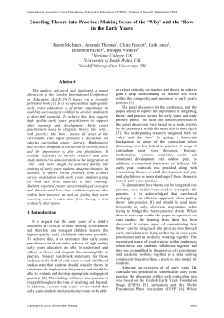 Enabling Theory into Practice: Making Sense of the ‘Why’ and the ‘How’ in the Early Years