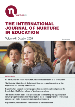 Beyond nurture groups to 'nurturing approaches': a preliminary investigation of the Heddlu Bach (Mini Police) scheme in Welsh Primary Schools