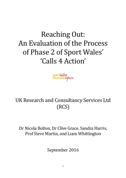 Reaching Out: An Evaluation of the Process of Phase 2 of Sport Wales’ ‘Calls 4 Action’