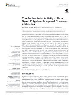 The Antibacterial Activity of Date Syrup Polyphenols against S. aureus and E. coli