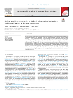 Student transitions to university in Wales: A mixed-method study of the enablers and barriers of first-year engagement