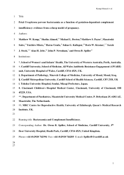 Foetal Ureaplasma parvum bacteraemia as a function of gestation-dependent complement insufficiency: Evidence from a sheep model of pregnancy