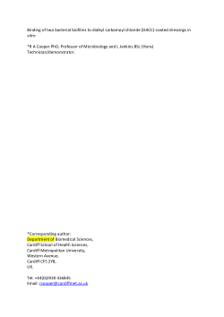 Binding of two bacterial biofilms to dialkyl carbamoyl chloride (DACC)-coated dressings in vitro