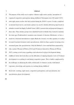 Exploring mini rugby union coaches’ perceptions of competitive activities
