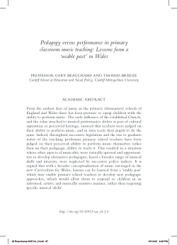 Pedagogy versus performance in primary classroom music teaching: Lessons from a ‘usable past’ in Wales
