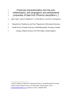 Chemical characterisation and the anti-inflammatory, anti-angiogenic and antibacterial properties of date fruit (Phoenix dactylifera L.)