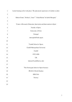 Latent learning in the work place: the placement experiences of student-coaches