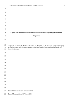 Coping with the demands of professional practice: Sport psychology consultants’ perspectives
