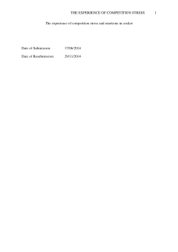 The experience of competition stress and emotions in cricket