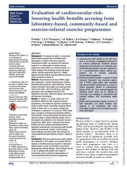 Evaluation of cardiovascular risk-lowering health benefits accruing from laboratory-based, community-based and exercise-referral exercise programmes