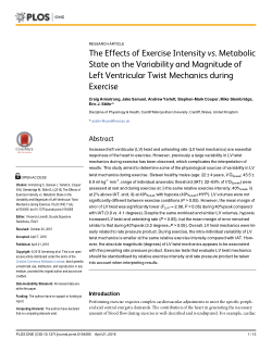 The Effects of Exercise Intensity vs. Metabolic State on the Variability and Magnitude of Left Ventricular Twist Mechanics during Exercise