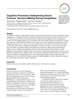 Cognitive processes underpinning soccer coaches’ decision-making during competition