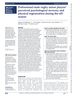 Professional male rugby union players’ perceived psychological recovery and physical regeneration during the off-season