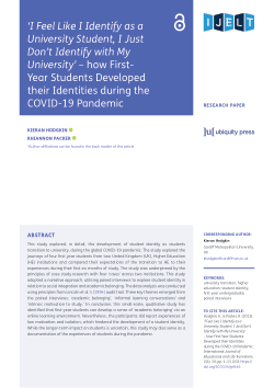 ‘I Feel Like I Identify as a University Student, I Just Don’t Identify with My University’ – how First-Year Students Developed their Identities during the COVID-19 Pandemic