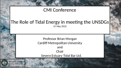 Businesses and Society – The UN Sustainable Development Goals - Exploring their relevance and application. The role of tidal range energy in helping to meet the SDGs