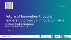 Innovation for a Circular Economy – findings from a ‘thought leadership’ project undertaken for Innovate UK