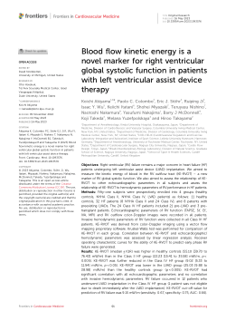Blood flow kinetic energy is a novel marker for right ventricular global systolic function in patients with left ventricular assist device therapy